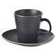 Cana Cu Farfurie Pentru Cafea Espresso, Orion, Ceai, Negru, 95 ml, Ceramica, Maner Ergonomic, Compatibila Cu Masina De Spalat Vase Si Cuptorul Cu Microunde, Set 1 Cana + 1 Farfurie