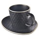 Cana Cu Farfurie Pentru Cafea Espresso, Orion, Ceai, Negru, 95 ml, Ceramica, Maner Ergonomic, Compatibila Cu Masina De Spalat Vase Si Cuptorul Cu Microunde, Set 1 Cana + 1 Farfurie