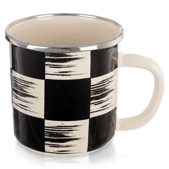 Cana Emailata, Orion, Sah, Retro, 400 ml, Bej, Maner Confortabil, Potrivit Pentru Masina De Spalat Vase Si Cuptor