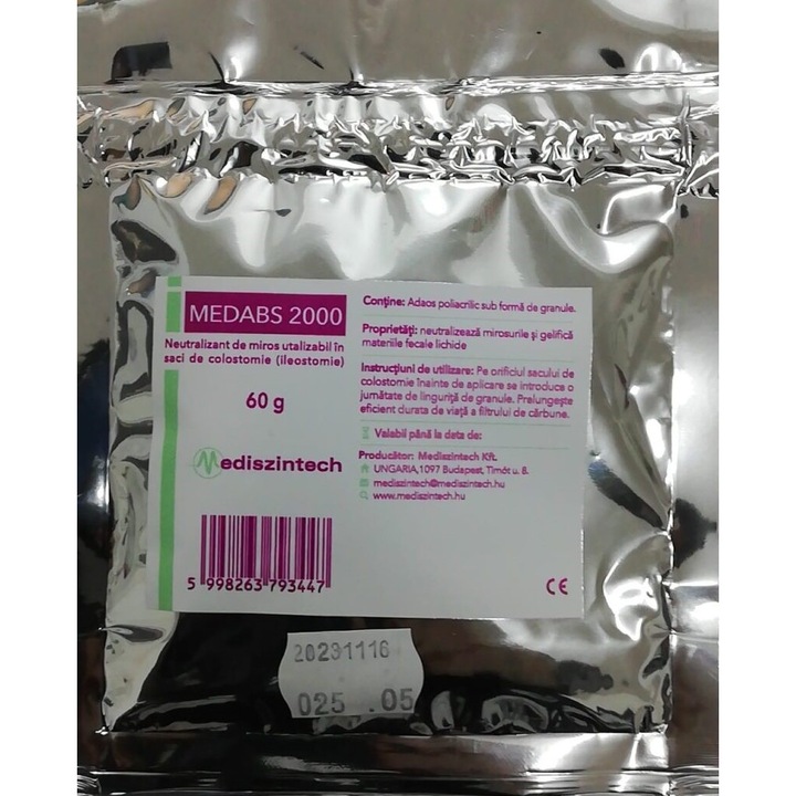 Neutralizant miros si gelifiant continut saci colostomie/ileostomie Medabs 2000 Mediszintech, 60g