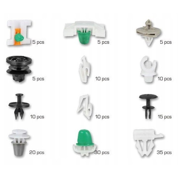 Комплект скоби и щипки за кола, Asta, Audi, 160 части, За монтаж на тапицерия и елементи на купето, Висококачествена пластмаса