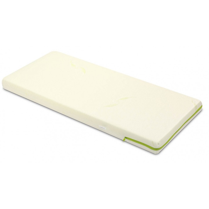 Saltea pentru patut copii 90x40x6cm Sensillo, din spuma cu husa detasabila prevazuta cu fermoar, tesatura cu Aloe Vera antialergica si antibacteriana