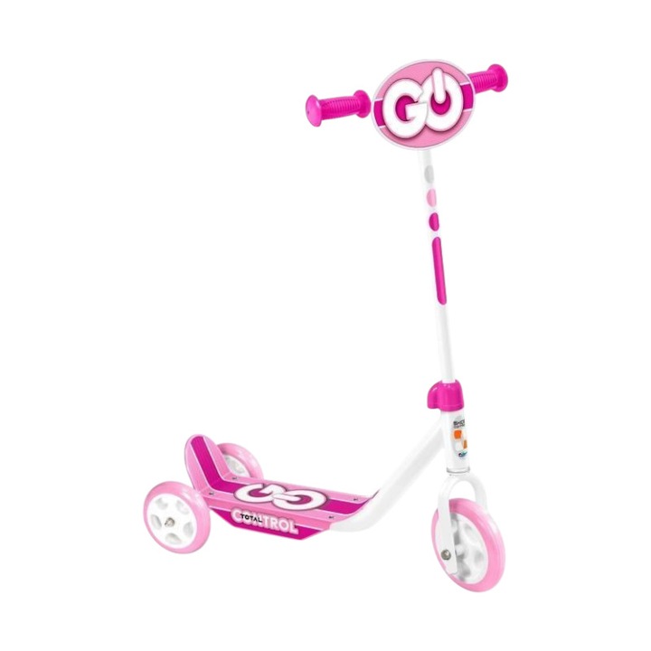 Детска тротинетка 3 колела, Homio, розова, 2-5 години, макс. 20 кг, регулируемо кормило, противоплъзгаща се платформа