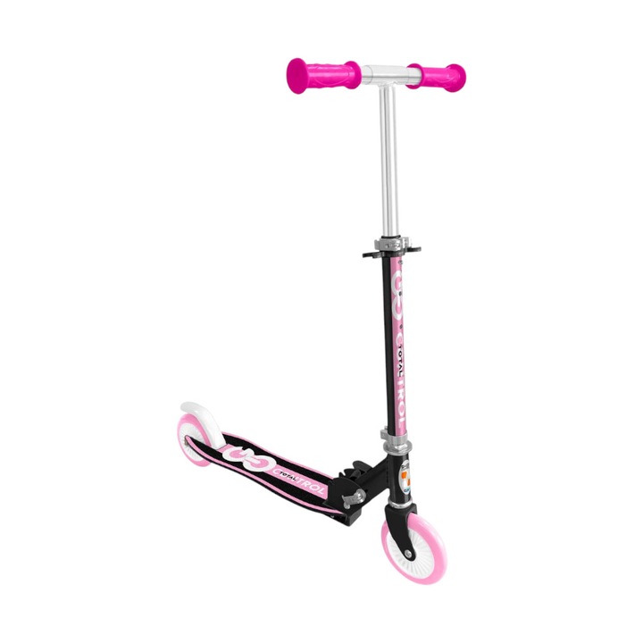 Összecsukható 2 kerekű roller 5 év +, Homio, rózsaszín, állítható kormány, összecsukható fogantyúk, csúszásmentes platform, hátsó lábfék, Go Control
