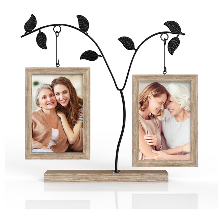 Rama foto din lemn cu suport metalic, pentru 4 poze 10x15cm, 22x30x5cm, MunDeir®