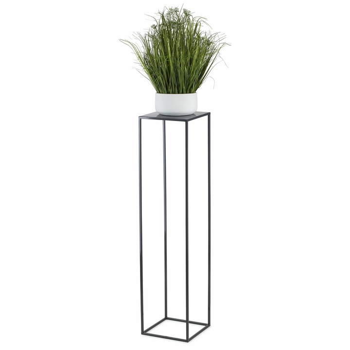 Fém virágtartó, HowHomely, sima, grafit, 100 cm magas, minimalista állvány beltéri növényekhez, ideális nappaliba, hálószobába, irodába, előszobába