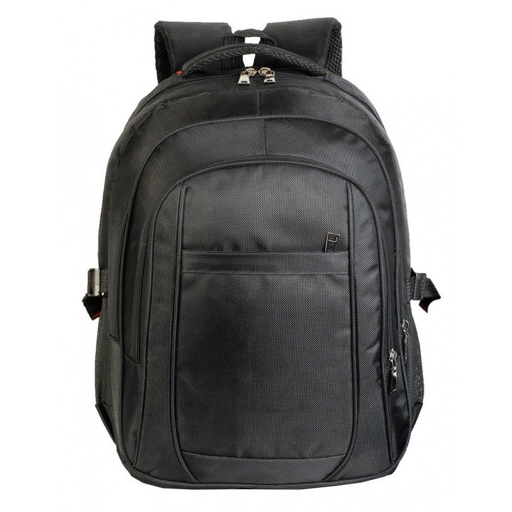 Férfi hátizsák, vízálló, üzleti, hétköznapi, utazó, multifunkcionális, koromfekete, 32 x 43 x 17 cm