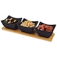Set De Boluri Cu Tava, Orion, 3 Bucati, Negru, Portelan, Lemn De Bambus, Pentru Servirea gustarilor Si Sosurilor, Compatibil Cu Microunde, Dimensiunile Setului 31.5x10x6.5 cm