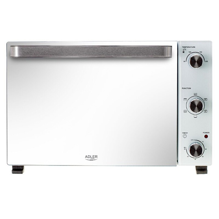 Cuptor electric 1800 W, 48 l, Temperatura reglabila 90-230 ° C, Timp reglabil, Rotisor, Tava si grilaj copt, Alb