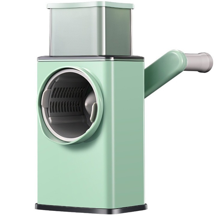 Feliator manual pentru legume Flippy, 3 lame din otel inxodabil, 3 tipuri de feliere, material carcasa ABS, latime maxima feliere 4 mm, baza de tip ventuza, usor si sigur de utilizat, 28.5 x 9,2 x 13.5 cm, verde