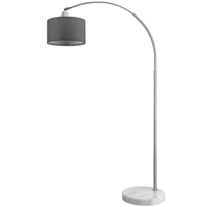 Lampadar arcuit, Monzana, inaltime reglabila 150-175cm, baza din marmura, Gri
