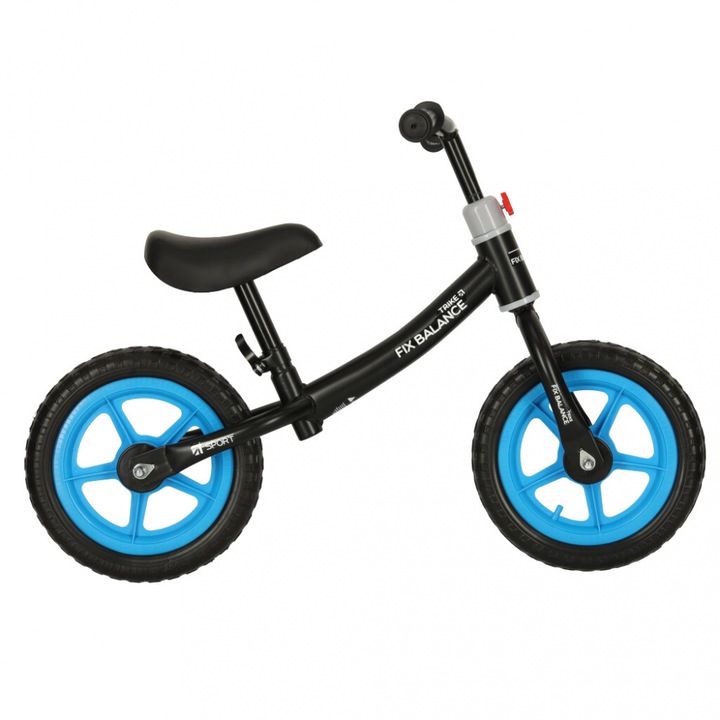 Bicicleta de echilibru fara pedale pentru copii, Ikonka, cu Ghidonul si Saua reglabile in inaltime, greutate redusa 1.8 kg, Trike Fix Balance Blue