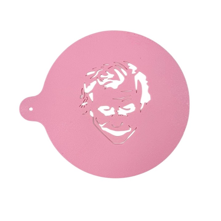 Форма за декориране на кафе, мляко, модел Жокер, пластмасова, розова