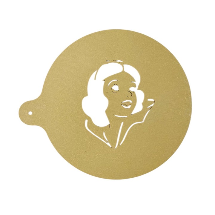 Форма за декориране на кафе, мляко, модел Снежанка, пластмаса, злато