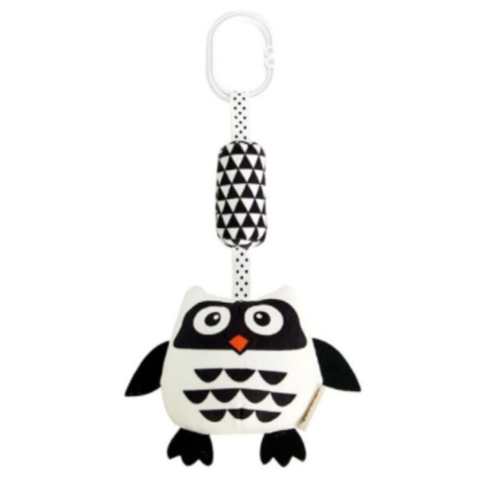 Jucarie senzoriala cu suspendare Primacol, model bufnita, culori contrastante, 30x30cm