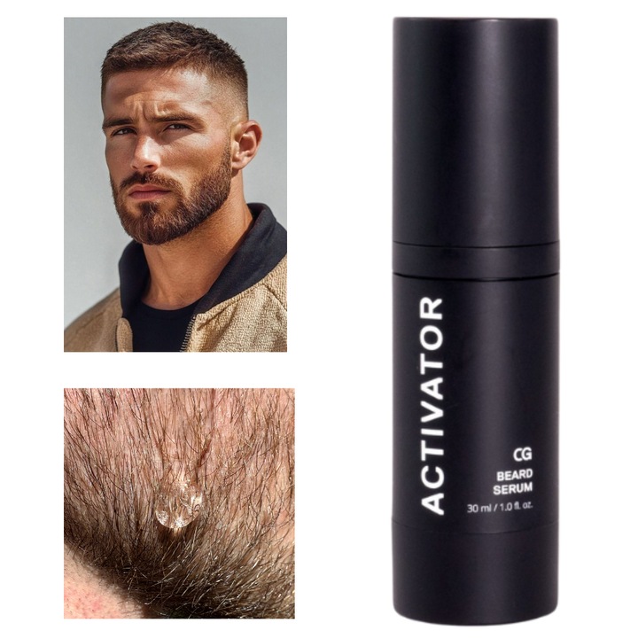 Tratament pentru cresterea barbii cu biotina, arginina si turmeric, ser pentru stimularea cresterii parului, 30 ml, 1 luna