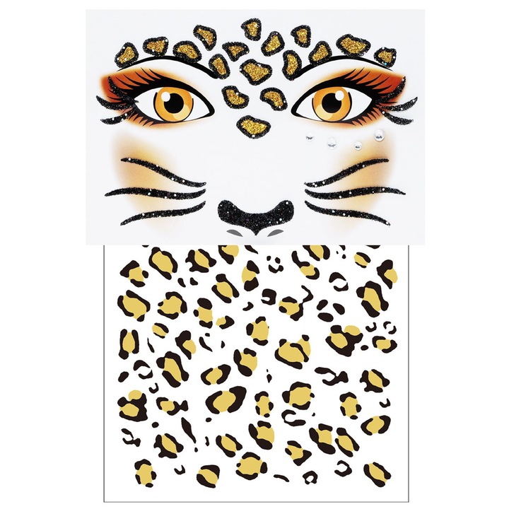Set tatuaj temporar HERUSI leopard glitter carnaval Halloween