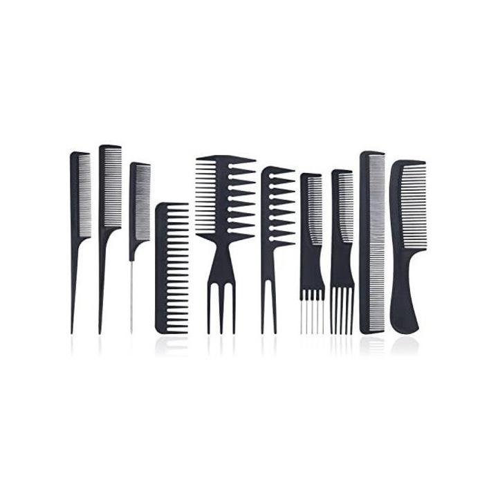Set de piepteni profesionale, 10PCS, anti-statici, usori si portabili, pentru toate tipurile si lungimile de par