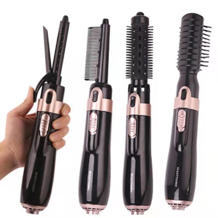 AS200E Rotierende Warmluftburste Set Brush & Style Ionic, 1000 Watt, 4 Aufsatze, schwarz