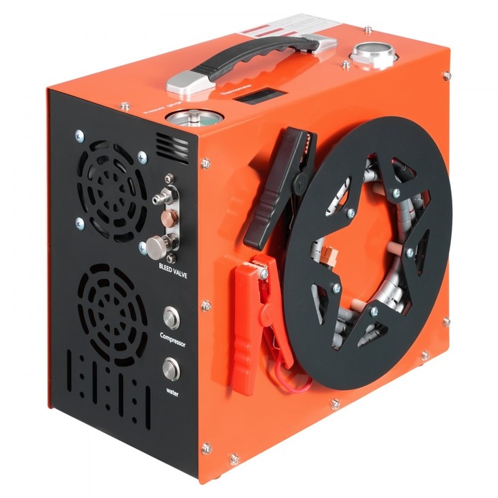 Compresor de Aer PCP, 4500PSI/30Mpa, Portabil, Sistem de Racire cu Apa si Ventilator Incorporat, Oprire Automata, DC12V/AC230V, Potrivit pentru Pusca cu Aer Comprimat, Sticla de Scufundari, Rezervor de Paintball