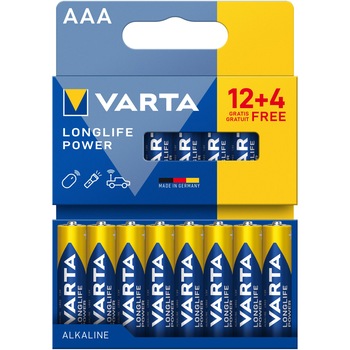 Baterii Alkaline Varta Longlife Power AAA, 16 buc