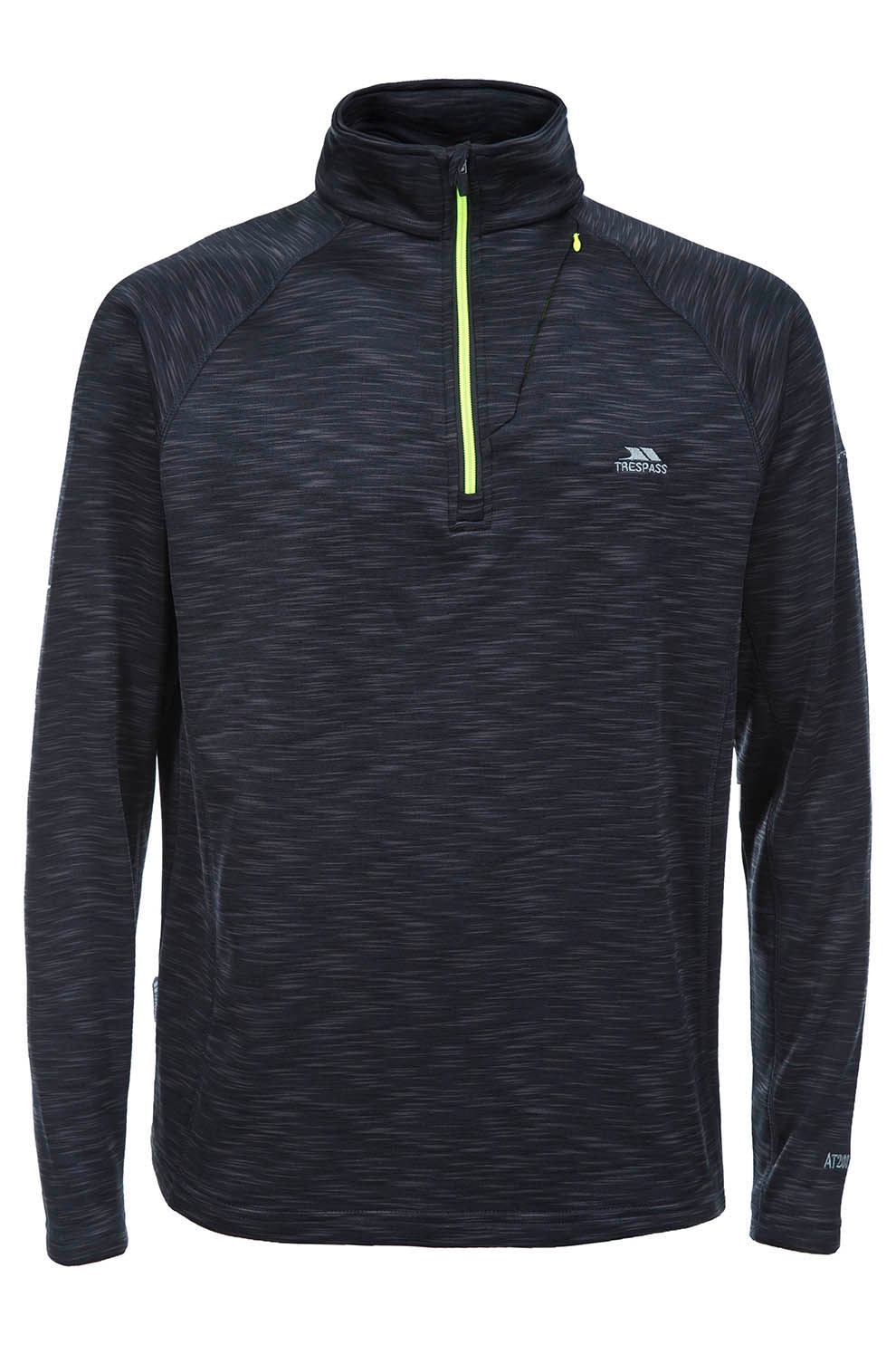 Trespass, Bluza sport cu guler cu fermoar Collins, Negru melange