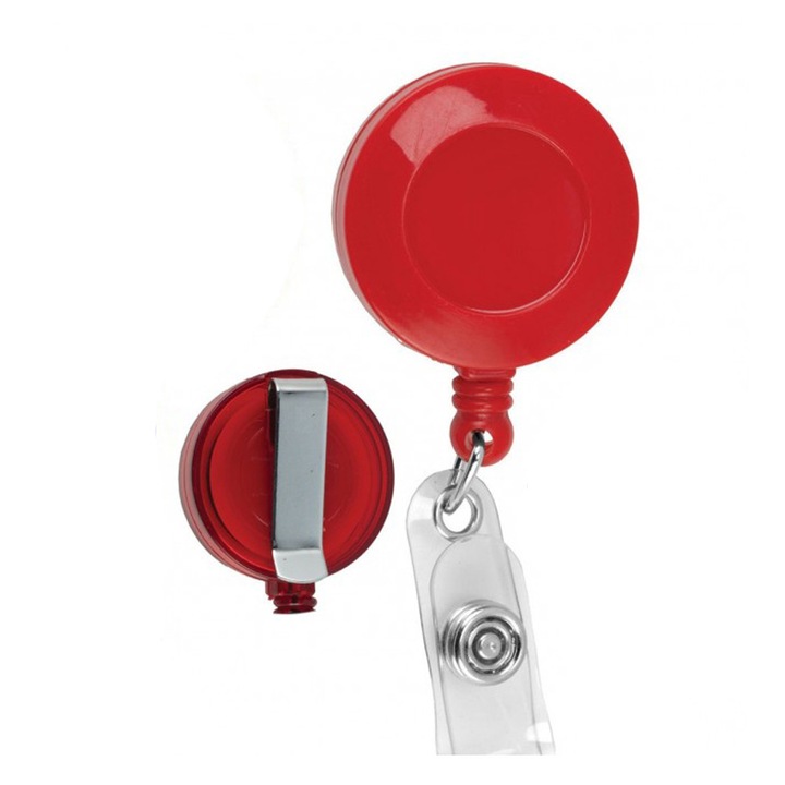 Snur retractabil pentru ecuson, 50 buc/set, rosu