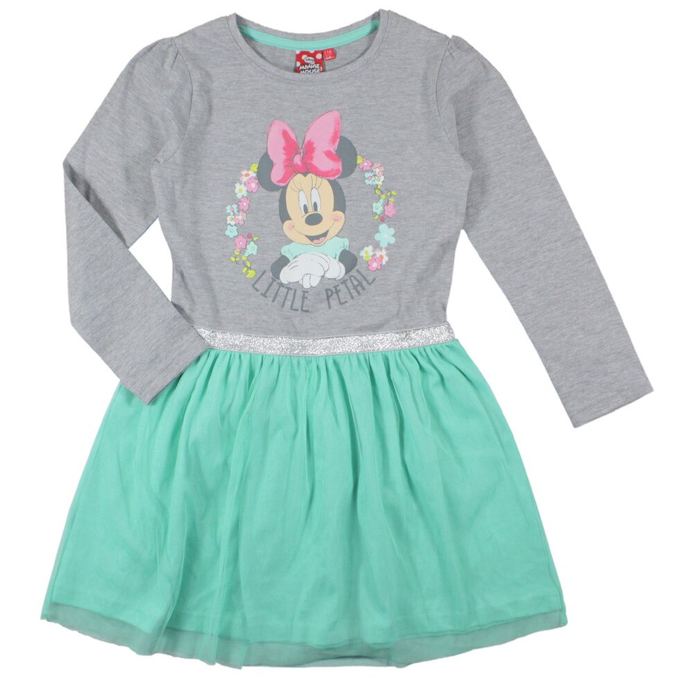 Rochie Minnie Mouse verde, maneca lunga, 7 ani