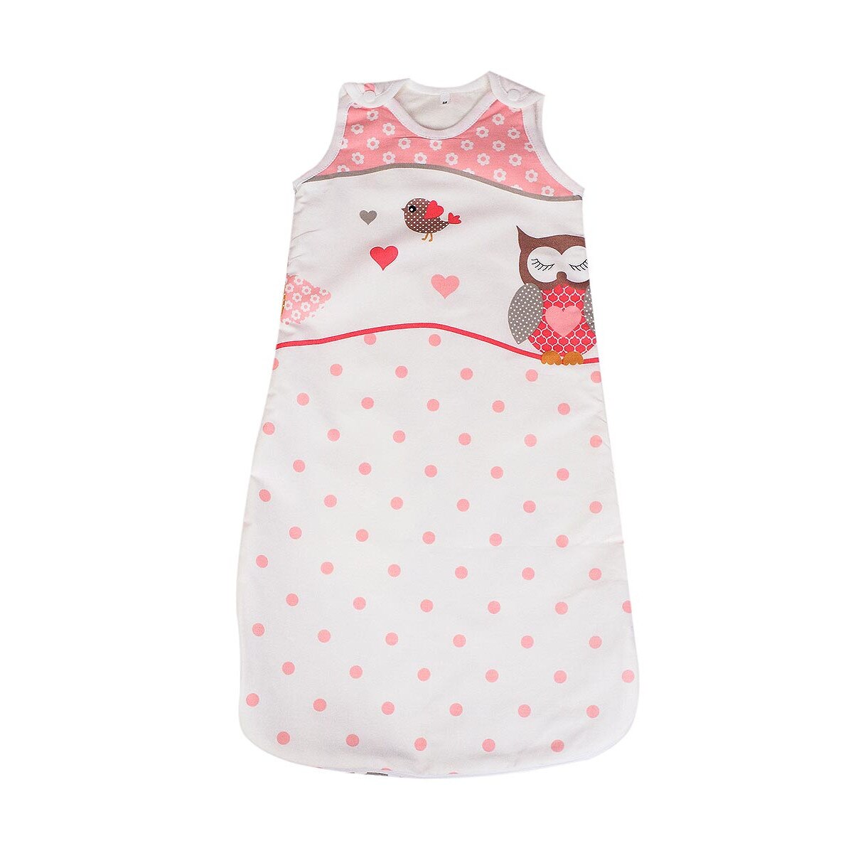 Sac de dormit, vara, bufnite, roz-6-12 luni