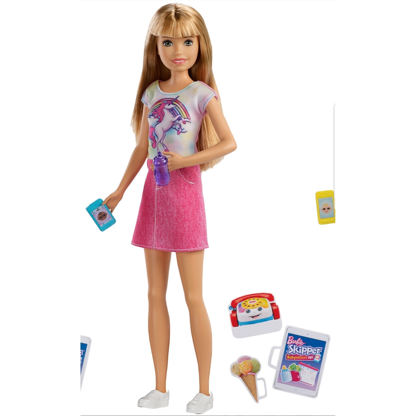 Papusa Barbie babysitter Skipper, blonda cu accesorii pentru bebelus