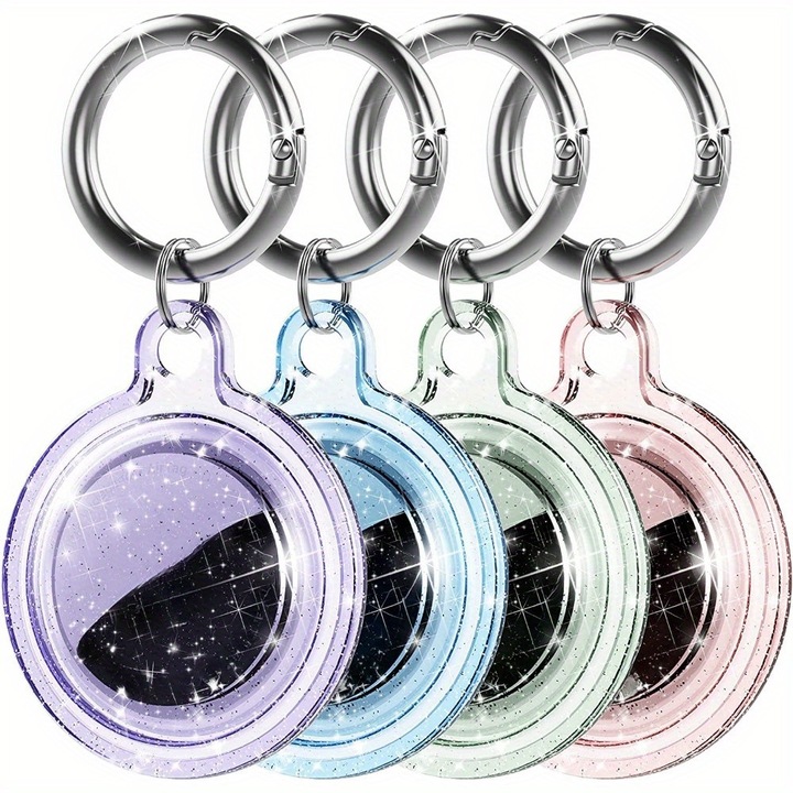 Husa protectie AirTag, SUNNYYDS, set 4 bucati, multicolor, din silicon, pentru chei, usor de utilizat