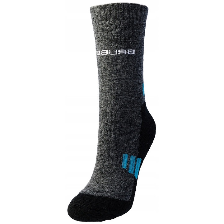 Brubeck női túrazokni, merinógyapjú, fekete/türkiz/szürke, kényelmes, 39-41 EU