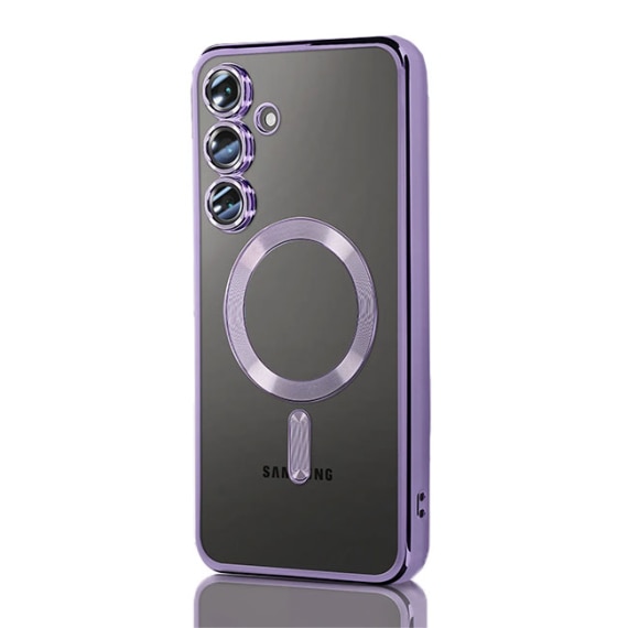 Husa pentru Samsung Galaxy A26 DaDen® MagSafe Luxury cu protectie camera, Incarcare wireless, Ultra Protectie, Transparent cu margini mov