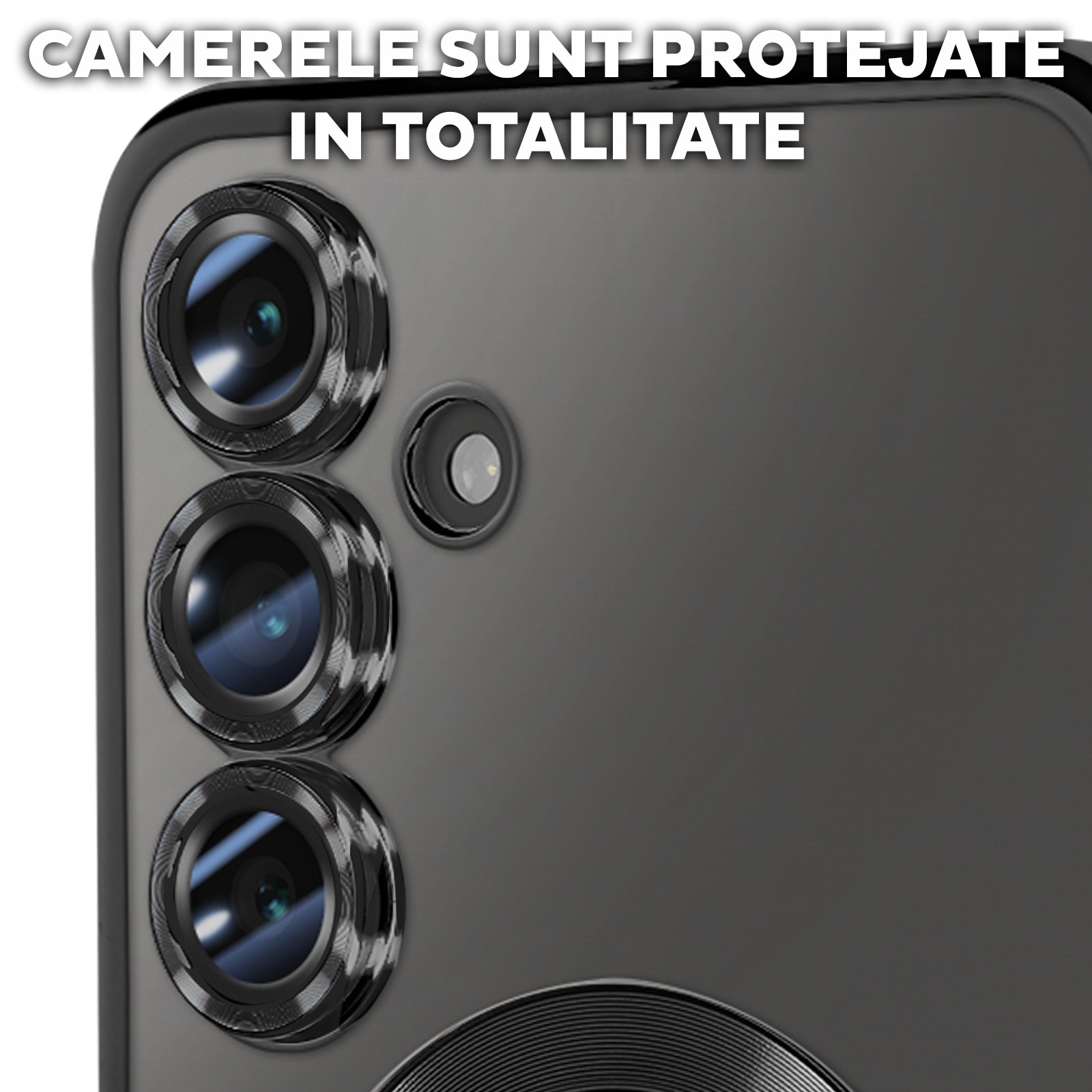 Husa pentru Samsung Galaxy A55 DaDen® MagSafe Luxury compatibil cu protectie camera, Ultra Protectie, Transparent cu margini negre