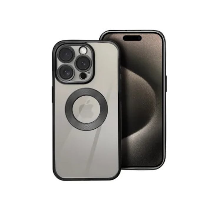 iPhone 16e / SE4 2025 (6.1") szilikon tok, TPU tok, kamera védelemmel, színes keretes, fekete, Glam
