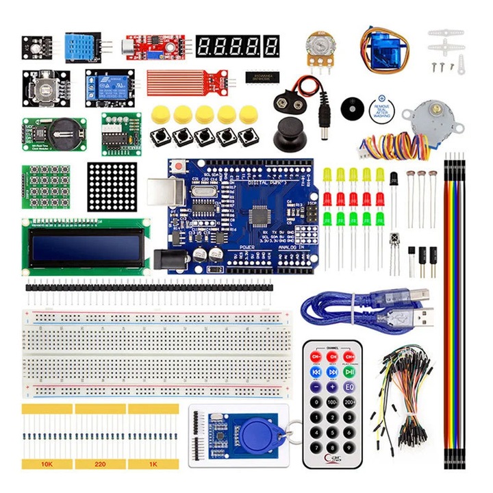 Комплект за програмиране Rqiurpn, Arduino UNO R3, многоцветен, 4TB