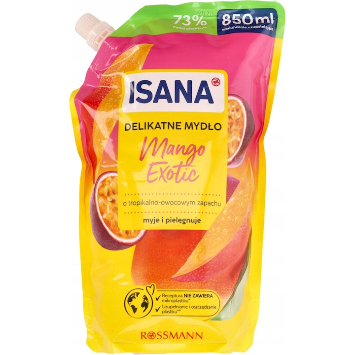 Течен сапун Isana Mango Exotic, 850 мл, аромат на тропически плодове
