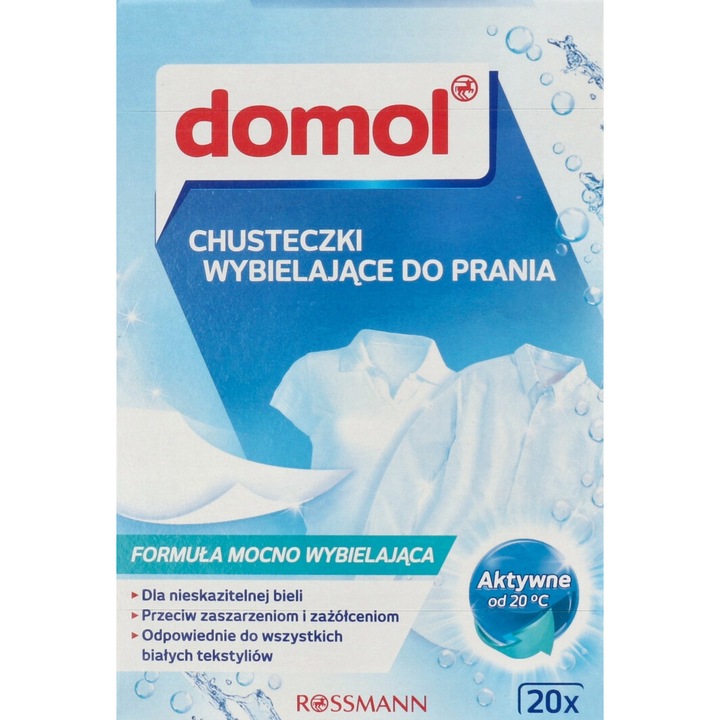 Servetele albire rufe Domol, set 20 bucati, pentru toate temperaturile, 5kg maxim, alb