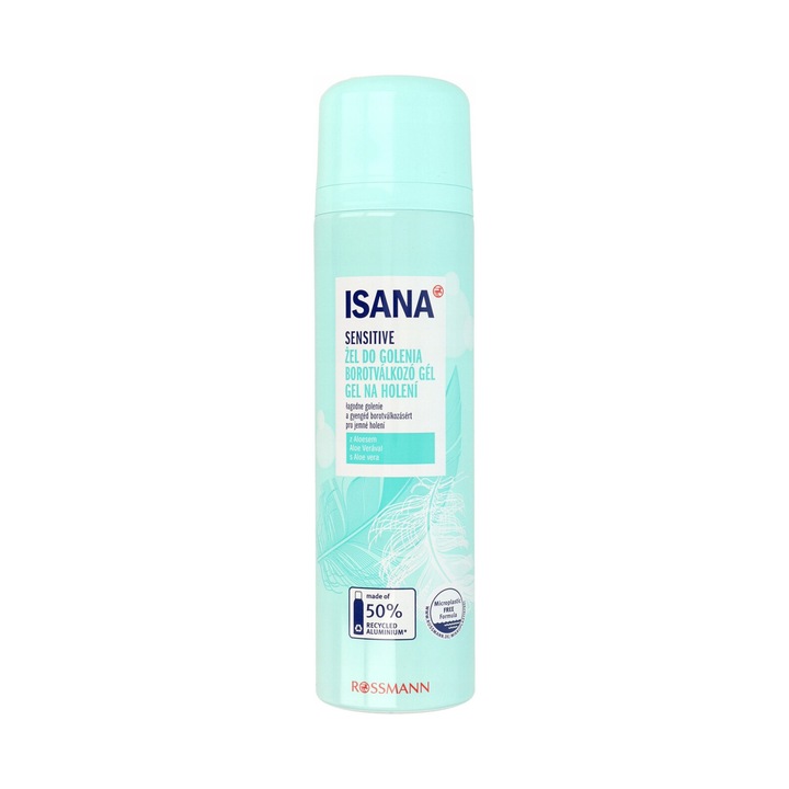 Gel de ras Isana Sensitive, 200 ml, cu aloe vera si vitamina E, pentru piele sensibila