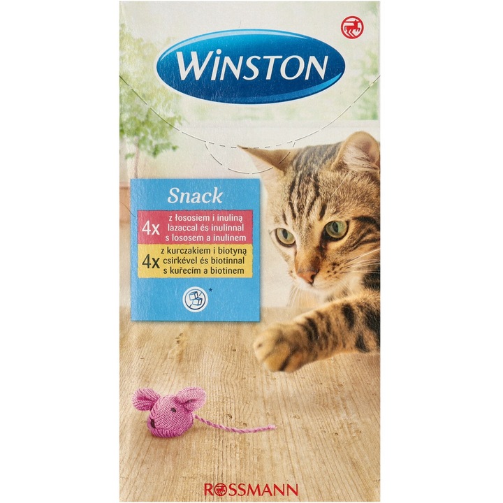 Hrana complementara pentru pisici Winston, cu somon si pui, set 8 bucati, 120 g