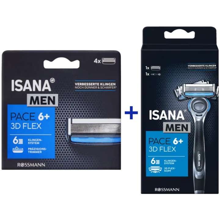 Set aparat de ras Isana Men Pace 6+, 4 lame - eMAG.ro