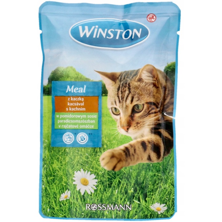 Hrana umeda pentru pisici, cu rata, 100 g, Winston