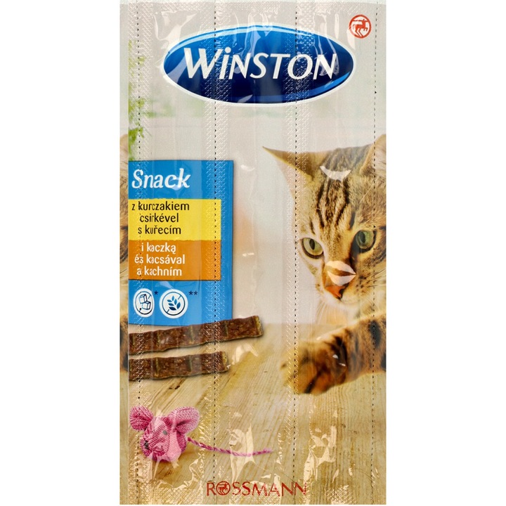 Snack pentru pisici Winston, cu pui si rata, set 10 bucati