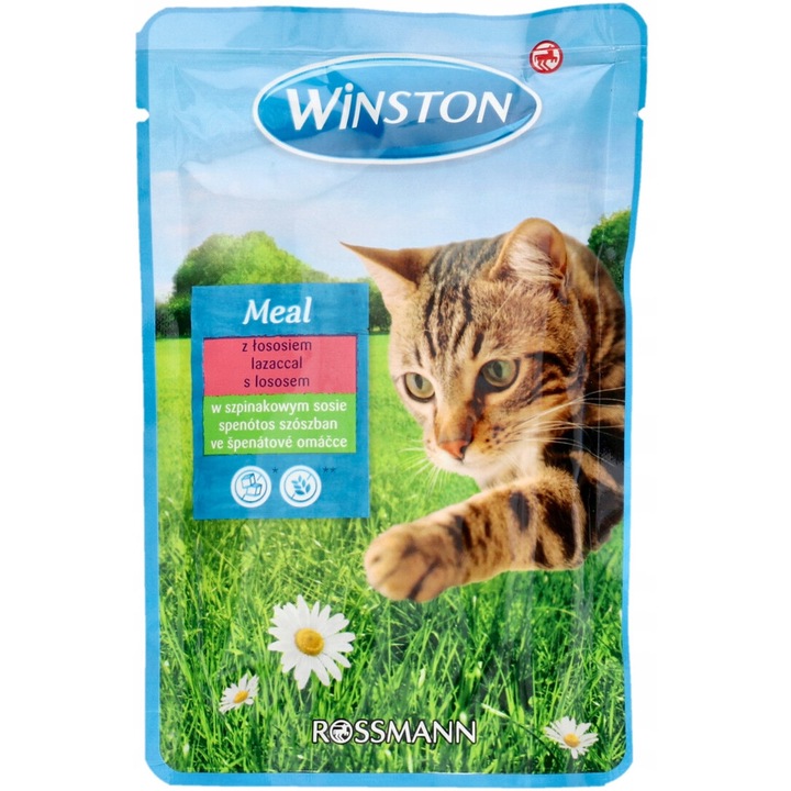 Hrana umeda pentru pisici, cu somon in sos de spanac, Winston, 100 g