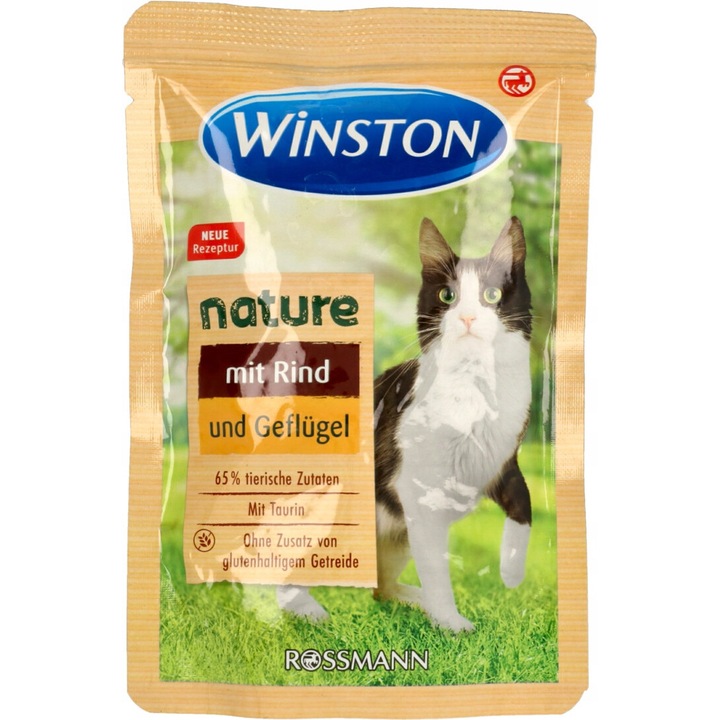 Hrana umeda pentru pisici Winston, vita si pasare, 85 g