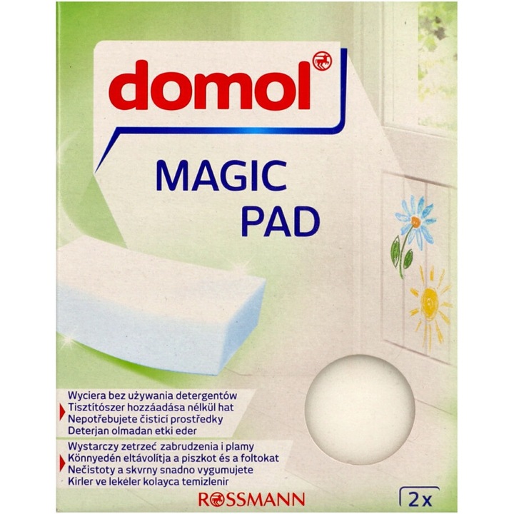 Domol Magic Pad tisztítószivacs, 2 darabos készlet, fehér, nedves használatra