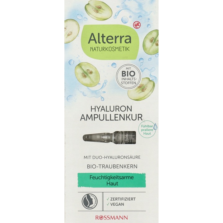 Set 7 fiole ser pentru fata, Alterra, cu acid hialuronic, 7x1 ml
