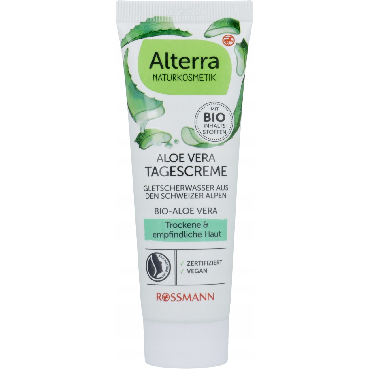 Arckrm, Alterra, Aloe Vera 50 ml, szraz s rzkeny brre,  gleccservzzel, bio - eMAG.hu