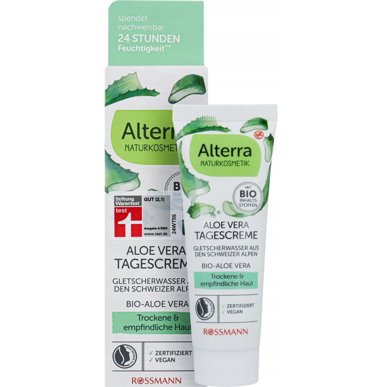 Arckrm, Alterra, Aloe Vera 50 ml, szraz s rzkeny brre,  gleccservzzel, bio - eMAG.hu
