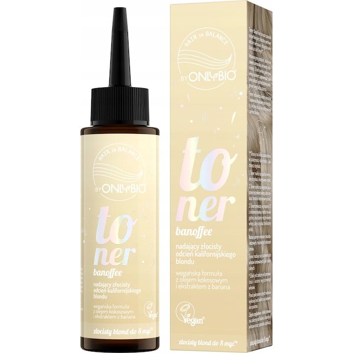 Toner pentru par, OnlyBio Hair in Balance, 100 ml, cu ulei de cocos si extract de banana